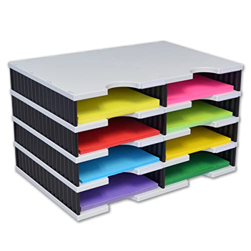 Ultimate Office TierDrop Desktop Organizer/Forms Mailroom Classroom Sorter, 8-Compartments with Optional Add-On Tiers for Easy Expansion, Gray w/Black… - size: 19"w x 11 1/2"h 13"d