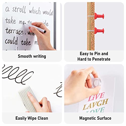 Comix Cork Board Magnetic Dry Erase Board Combo, 36 x 24 Inches Large Whiteboard and Bulletin Board Combination, Aluminum Frame Vision Board with Dry Erase Markers, Magnets, Eraser and Push Pins - size: 36" x 24"