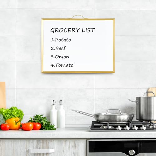 TSJ OFFICE White Board Calendar - 12 X 16 Inches Magnetic Dry Erase Board Monthly Calendar, Double Sided Whiteboard with a Handle, to Do List Notepad for Office, Home, School, Gold Aluminum Frame - color: Gold-whiteboard & Calendar