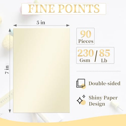 90 Sheets Shimmer Pearlescent Cardstock 5" x 7" 230gsm/85lb, 6 Colors | Thick Glitter Metallic Printer Paper, Double-Sided for Invitations, Card Making, DIY Craft, Certificates, Weddings - style: 90pcs Multicolor 5x7Inch