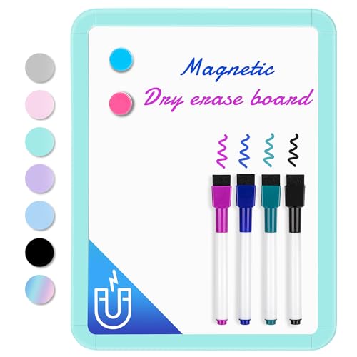 VUSIGN Small White Board Dry Erase, 8.5'' x 11'' Magnetic Dry Erase Board, Mini Whiteboard with Markers for Students, Fridge, Wall, Locker, Green - color: I-green