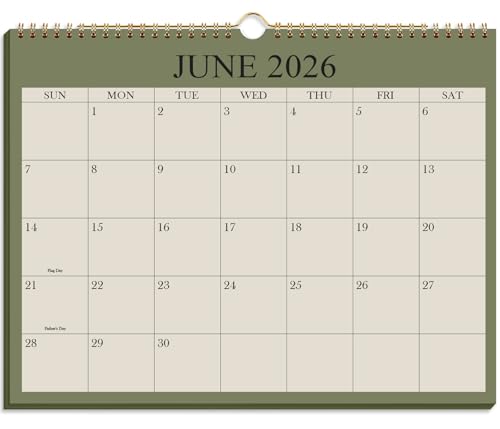 2026-2027 Calendar - Wall Calendar 2026-2027 from July 2026 Until December 2027,18 Months Calendar with Premium Paper, Twin-Wire Binding & Hanging Hook, 8.5" x 11", Green - color: Cyan, size: 8.5" x 11"