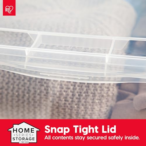 IRIS USA 6-Pack Storage Bins with Lids, 58 Quart, Clear Stackable Containers Box Organize Shoes Closet Shelves Clothes Blankets Towels - BPA-Free Plastic - size: 58 Qt, style: 6 Pack