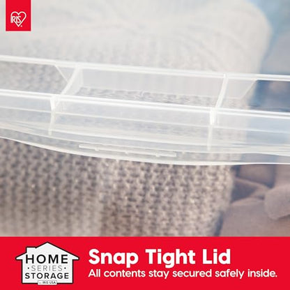 IRIS USA 6-Pack Storage Bins with Lids, 58 Quart, Clear Stackable Containers Box Organize Shoes Closet Shelves Clothes Blankets Towels - BPA-Free Plastic - size: 58 Qt, style: 6 Pack