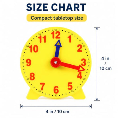 4 inch Teaching Clock, Learning Tell Time Analog Clock Demonstration 12 Hour 2 Pointers for Classroom Teacher