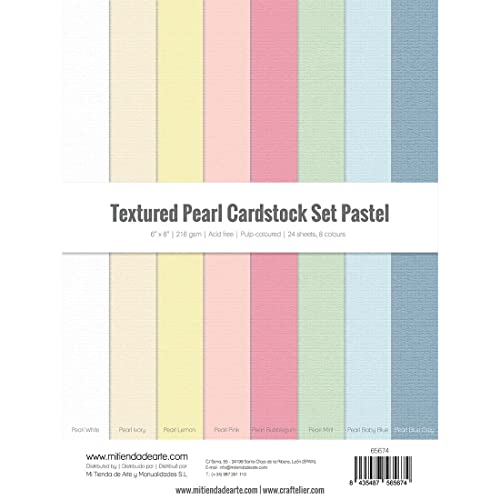 Craftelier - Cardstock Set Pearlescent Pastel Texture | Pack of 24 Double Sided Cardstock for Card Making, Scrapbooking and Craft Projects | Weight 216 grams | Size 15,24 x 20,32 cm (6" x 8") - color: Pearlescent Pastel Texture, size: 6" x 8"