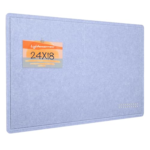 Lightomorrow Bulletin Board, 24 x 18 inches Felt Board Decorative Pin Board, Cork Board Alternative for Wall, Foldable Photo Board Self-Adhesive Vision Board with 20 Pushpins - Lavender Blue - color: Lavender Blue, size: 24×18 inches