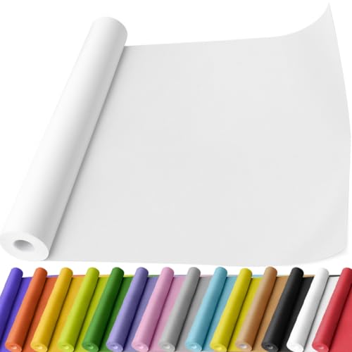 PerkHomy White Kraft Paper Roll 17.5" x 760" (63') for Gift Wrapping Bouquet Flower Art Painting Craft Writing Packaging Shipping 80GSM 55LB (White, 17.5" x 63') - color: White, size: 17.5" x 760"