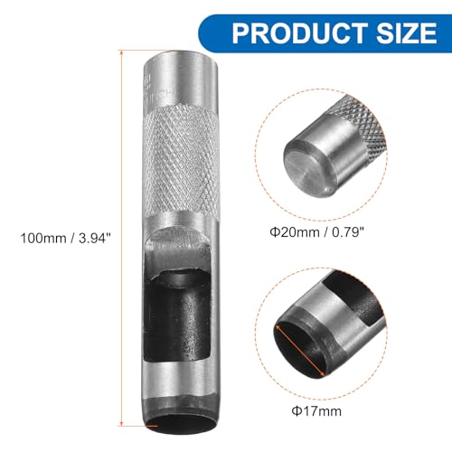 HARFINGTON 2pcs Leather Round Hole Punch, 17mm Hollow Hole Puncher Cutter Carbon Steel Circle Hole Punching Cutting Tool for Belt/DIY Leather Craft - size: 17mm