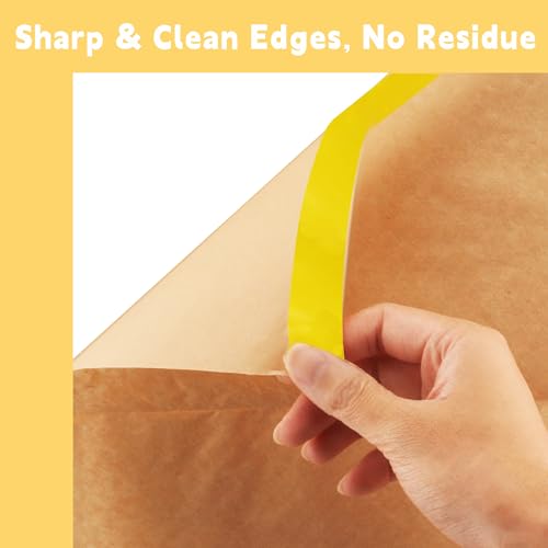 Painter's Pre-Taped Masking Paper and Masking Tape in one Kraft Paper Roll 18" x 50 Feet(Each roll) Paper is PRE-Folded Painters Paper with Tape 2 Pack