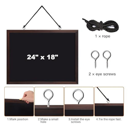 Comix Magnetic Chalkboard, 18 x 24 Inches Wooden-Framed Blackboard for Kids, Hanging Chalk Board for Home Kitchen Restaurant Menu - size: 24"W x 18"H