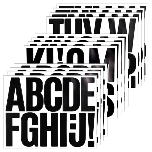 140 Large Alphabet Stickers, 12 Sheets 3 Inch Self-Adhesive Vinyl Letters Sticker Decals for Mailboxes, Doors, Trucks, Classroom Decor, Suitable for Indoor and Outdoor - Black - color: Black