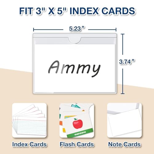 H4D 48 Pack Labels for Storage Bins, 3" x 5" Plastic Clear Adhesive Index Card Holders, Tote Label Pockets for Organizing Storage, Library Card, Shelves - size: 3" x 5", style: 48 Pack