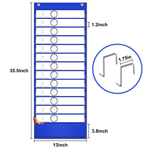 Eamay Daily Schedule Pocket Charts, Teacher Schedule Chart with Resuable 18 Custom Cards, Classroom Pocket Chart for School Office or Homeschool Activities, Blue - color: Blue