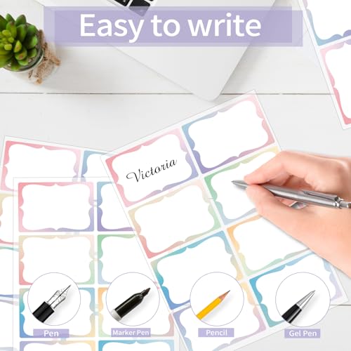 Starboling Gradient Color Plain Stickers, 200 Pcs, 3"x2" Border - Office, School & Home Name Labels - color: Gradient Color