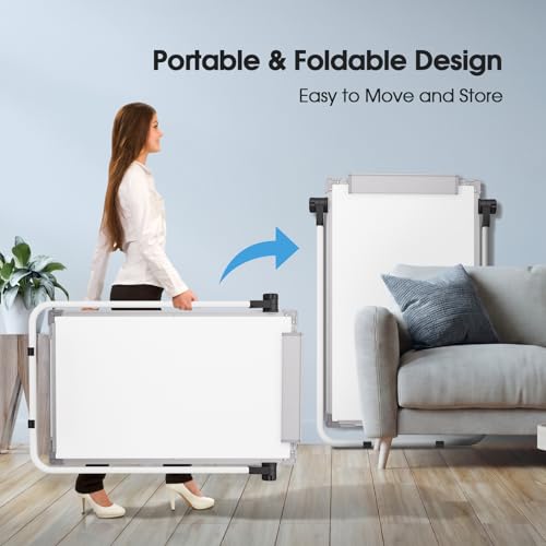 MaxGear Easel Whiteboard with Stand, 36" x 24" Double-Sided Dry Erase Board Flip Chart, Height Adjustable,Foldable, Portable for Home Office Classroom Teaching - size: 24"W x 36"H, style: Silver Frame