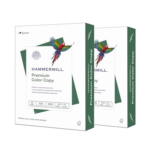 Hammermill Printer Paper, Premium Color 28 lb Copy Paper, 8.5 x 11-2 Ream (1,000 Sheets) - 100 Bright, Made in the USA - size: 2 Ream | 1000 Sheets, style: Letter (8.5x11)