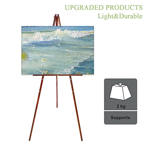 Conda 63" Wooden Tripod Artist Display Easel with Tray, A-Frame Adjustable Easel Stand for Wedding Sign, Foldable Easels for Painting Canvas, Display & Posters