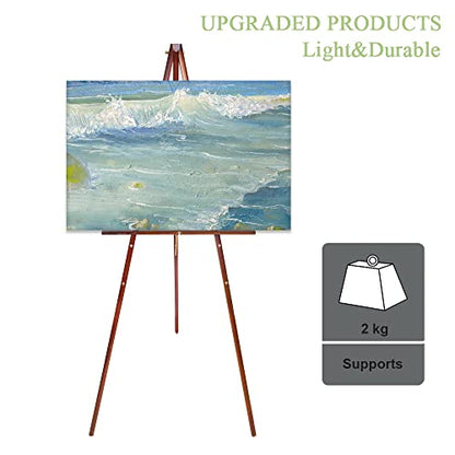 Conda 63" Wooden Tripod Artist Display Easel with Tray, A-Frame Adjustable Easel Stand for Wedding Sign, Foldable Easels for Painting Canvas, Display & Posters