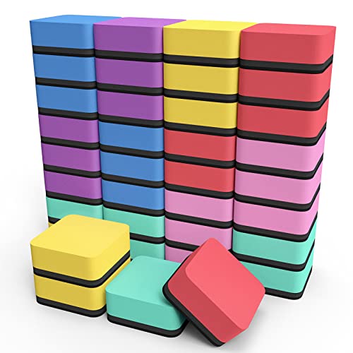 MaxGear Dry Erase Erasers, 36 Pack Magnetic Whiteboard Erasers, 6 Colors | Mini Whiteboard Cleaning Pads with Strong Magnetic Backing, 2" x 2" for Classroom, School, Office and Home, Teacher Supplies - color: Sorbet, size: 36 Pack