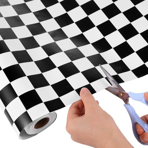 Tenceur Bulletin Board Paper 24 Inch x 100ft Fade Resistant Paper Roll for Classroom Decor (Checkerboard) - style: Checkerboard