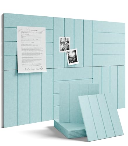 Fluxynara Large Felt Bulletin Board 36"x24" Cork Board Alternative - 6 Pack with 32 Safe Removable Adhesive Tabs, Cork Boards for Walls for Home Office Classroom Pin Board-Teal Blue - color: Aqua Blue, size: Bold-stripe 6-pack