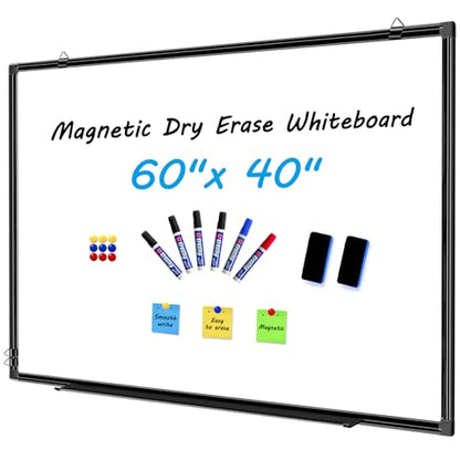 H-Qprobd 60"x40" White Board for Wall Large Magnetic Dry Erase Board with Black Aluminum Frame, Presentation Whiteboard Suitable for Home, Office, Classroom & Kitchen - size: 60"W x 40"H