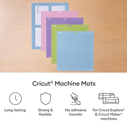 Cricut StandardGrip Machine Mats, 12" x 12", Reusable Cutting Mats for Crafts with Protective Film, Use with Cardstock, Iron On, Vinyl and More, Compatible with Explore & Maker (3 Count), Green - size: 12x12, style: 3 Count