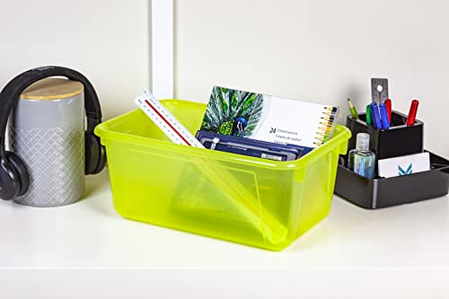 Storex Small Cubby Bin, 12.2 x 7.8 x 5.1 Inches, Candy Yellow, 5-Pack (62476U05C) - color: Tint Yellow, style: Bin Only