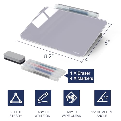 Small Desktop Glass Dry-Erase Whiteboard - 8 X 6 Inches Tabletop Easel Whiteboard with Stand, Desk Board Buddy for Artist, Teacher and Student - color: 8 X 6 Inches - Gray