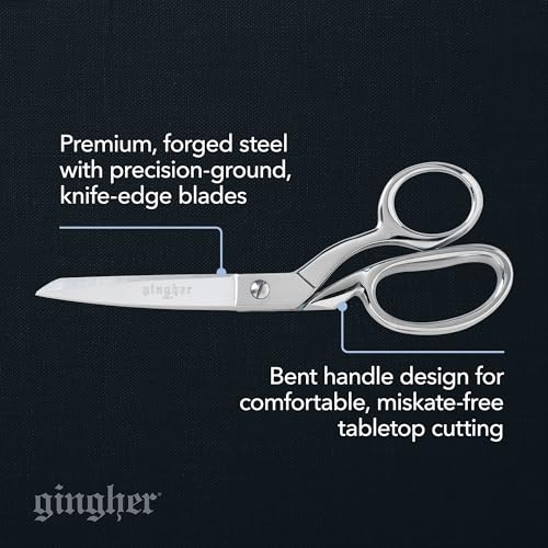 Gingher 8" Dressmaker's Fabric Scissors, Stainless Steel Shears, Sharp Knife Edge Steel Sewing Shears with Protective Sheath for Fabric Cutting and Tailoring, Chrome Plated Nickel Finish - style: 8" Dressmaker