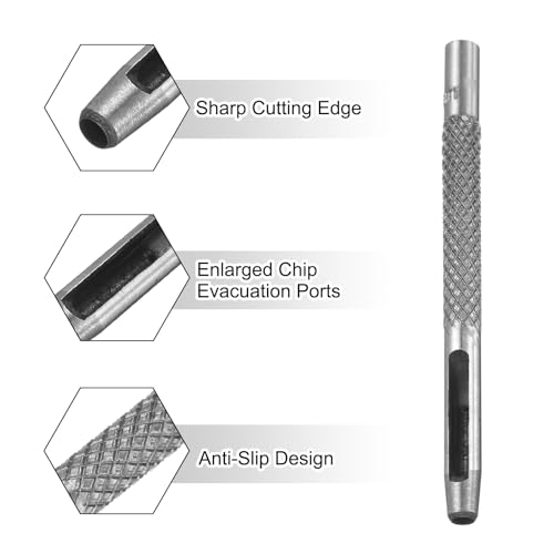 HARFINGTON 2pcs Leather Round Hole Punch, 3.5mm Hollow Hole Puncher Cutter Carbon Steel Circle Hole Punching Cutting Tool for Belt/DIY Leather Craft - size: 3.5mm