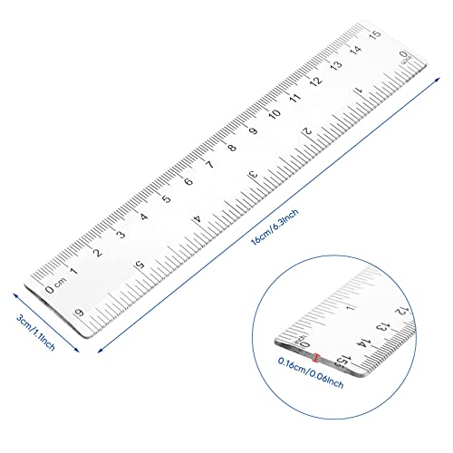 Zonon 100 Pcs 6 Inch Rulers Bulk Clear Plastic Flexible Straight Rulers with Inches and Centimeters First Day of School Gift for Students Back to School Office Supplies - color: Clear