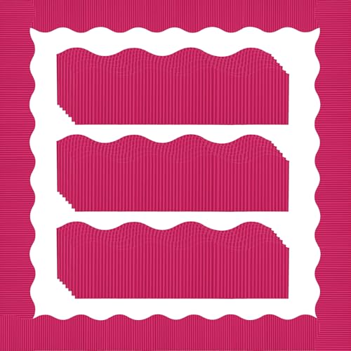Containlol 118ft Corrugated Bulletin Board Borders, Rose Red Ribbed Scalloped Borders Trim, Poster Board Decoration for Summer Back to School Classroom Office Chalkboard Whiteboard Wall - color: Rose Red, size: 118ft