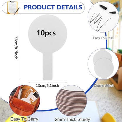 10 Pieces Dry Erase Answer Paddles Handheld Double Sided Paddles Mini White Boards Small White Board Dry Erase Signs Auction Paddles for Students Classroom Voting Games
