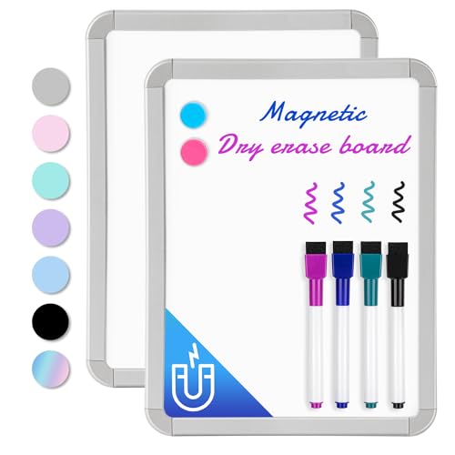 VUSIGN Small Dry Erase Whiteboard, 8.5 x 11 Inches White Board for Students, Fridge, Locker, Mini Dry Erase Board, 2 Pack - color: B-sliver 2 Pack
