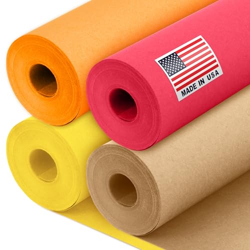 12" x 1200" (100 ft) Thanksgiving Day Kraft Paper Rolls Set, 45 Lbs - Brown, Orange, Yellow, Red Kraft Paper - Made in USA Colored Paper for Crafts, DIY, School, Gift Wrapping - color: Thanksgiving Day, size: 12"W x 1200"L