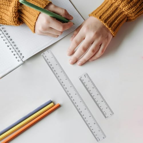 4 Pack Clear Plastic Straight Rulers, Clear Ruler Bulk, Transparent Ruler with Centimeters and Inches, for Class, Office (6 inch+12 inch) - size: 6 inch+12 inch