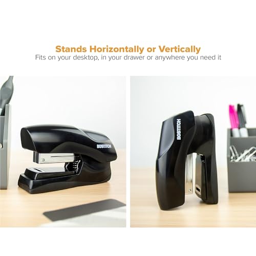 Bostitch Office Heavy Duty Stapler, 40 Sheet Capacity, No Jam, Half Strip, Fits into the Palm of Your Hand, For Classroom, Office or Desk, Black - color: Black, style: Compact