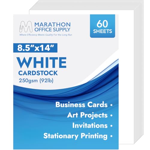MOS White Legal Cardstock Paper 8.5 x 14 Inch (60 Sheets) — Heavyweight 250 GSM Cover Stock for Certificates, Menus, Legal Documents, Crafts, Printer Compatible - color: White, size: 8.5" x 14"