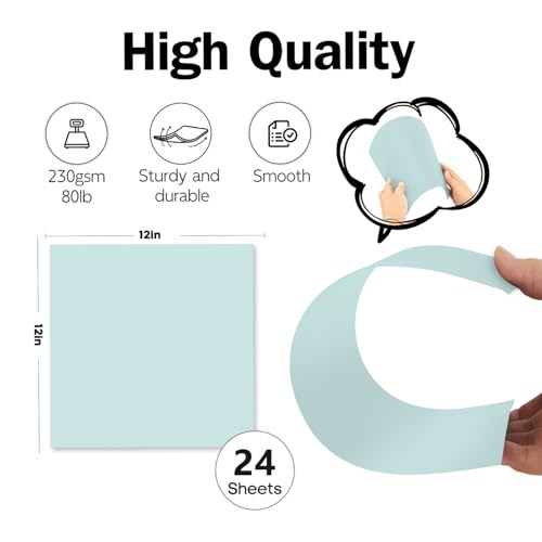 Blue Cardstock 12x12, 24 Sheets Light Blue Cardstock Paper, Goefun 80lb Card Stock Paper for Card Making, Crafting, Scrapbook, Photo Albums - color: blue