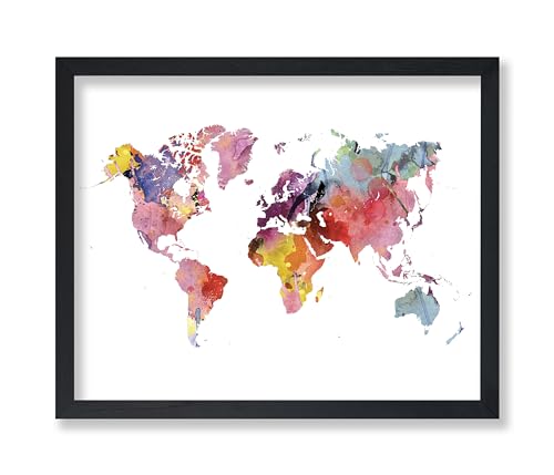 Poster Master Rainbow World Map Print - Watercolor Poster - Abstract Art - Trendy Gift for Him, Her & Travel Lover - Pop Art Decor for Bedroom, Kid's Room or Nursery - 16x20 UNFRAMED Wall Art - color: Style-06, size: 16"L x 20"W
