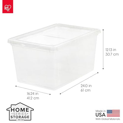 IRIS USA 6-Pack Storage Bins with Lids, 58 Quart, Clear Stackable Containers Box Organize Shoes Closet Shelves Clothes Blankets Towels - BPA-Free Plastic - size: 58 Qt, style: 6 Pack