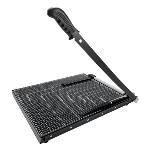 Paper Cutter,Guillotine Paper Trimmer Cutter for Office and Crafts,Heavy Duty Metal Base,12 Sheets Capacity,Portable Paper Slicer with Safety Guard and Blade Lock for Home, Office (18 inch) - size: 18 inch