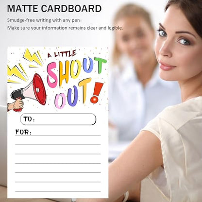 Blirik 60Pcs Shout Out Cards For Employees, Office Staff, Teachers and Students,Printed Occasion Cards, Appreciation and Recognition Reward Card For School or Work Bulletin Board