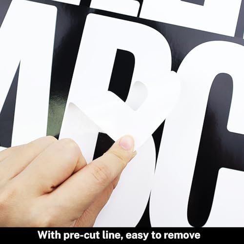 6 Inch Large White Letters Stickers, 76 Pieces Self Adhesive Alphabet Sticker for Mailbox,Door,Truck and Outdoor, Waterproof&Weatherproof Sticky Vinyl Letter Symbol Stickers,14 Sheets - color: White