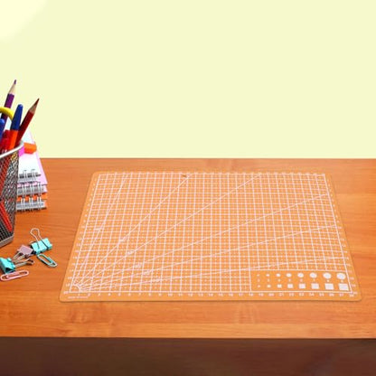 VILLCASE A4 Double-sided Cutting Mat for Crafts and Artist Carving, Orange Small Craft Cutting Board 30×22cm, Precision Sewing and DIY Work Mat for Hobbyists