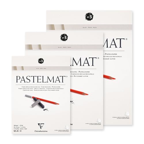 Clairefontaine 96001C Pastelmat White, glued, 18x24cm, 18 x 24 cm - size: 18 x 24 cm, style: Card Pad No 3