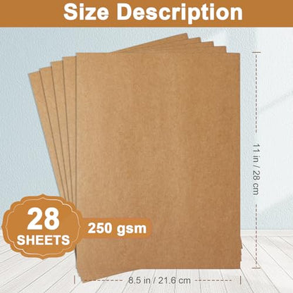 Silunkia 28 Sheets Brown Cardstock 8.5 x 11 Kraft Paper, 250gsm/92lb Heavyweight Dark Brown paper Card Stock for Greeting Cards, Wrapper, Office Printing, Stationery, Invitations, Certificates - color: Brown, size: 28 Sheets