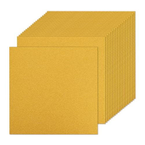 Klmnop 50 Sheets Gold Glitter Cardstock Paper 12x12", 300GSM Thick Gitter Sparkle Paper for Scrapbook, Christmas Birthday Cards, DIY Art Project, Wedding Party Decor & Gifts(Gold)